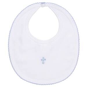 NEW BABY THREADS christening bib for baby boys in white